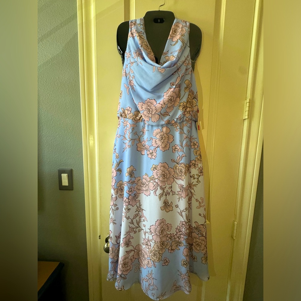 NWT Floral Blue and Pink Dress WITH POCKETS